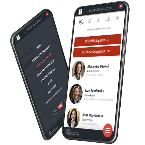 Delegations app interface on smartphones